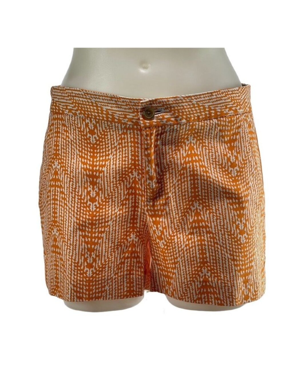 Banana Republic Womens Orange White Printed Hampton Fit Shorts Size 4